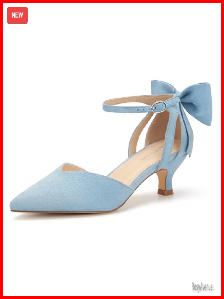 Kitten Heels With Bow Closed Toe Sandals Ankle Strap Wedding Pumps